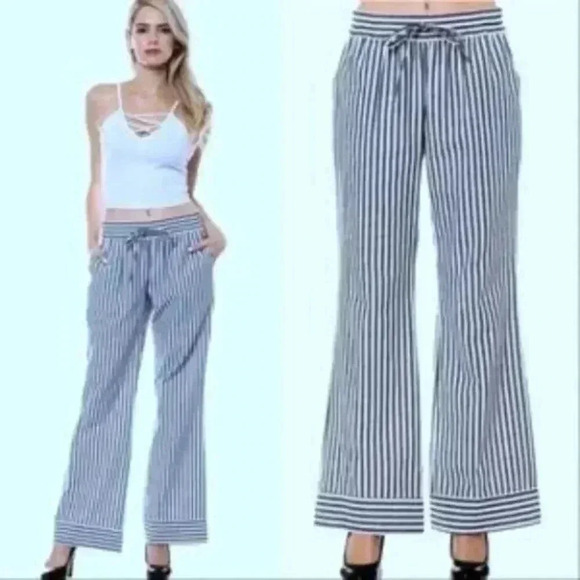 Nautical Wide Legged Pants - Picture 1 of 2